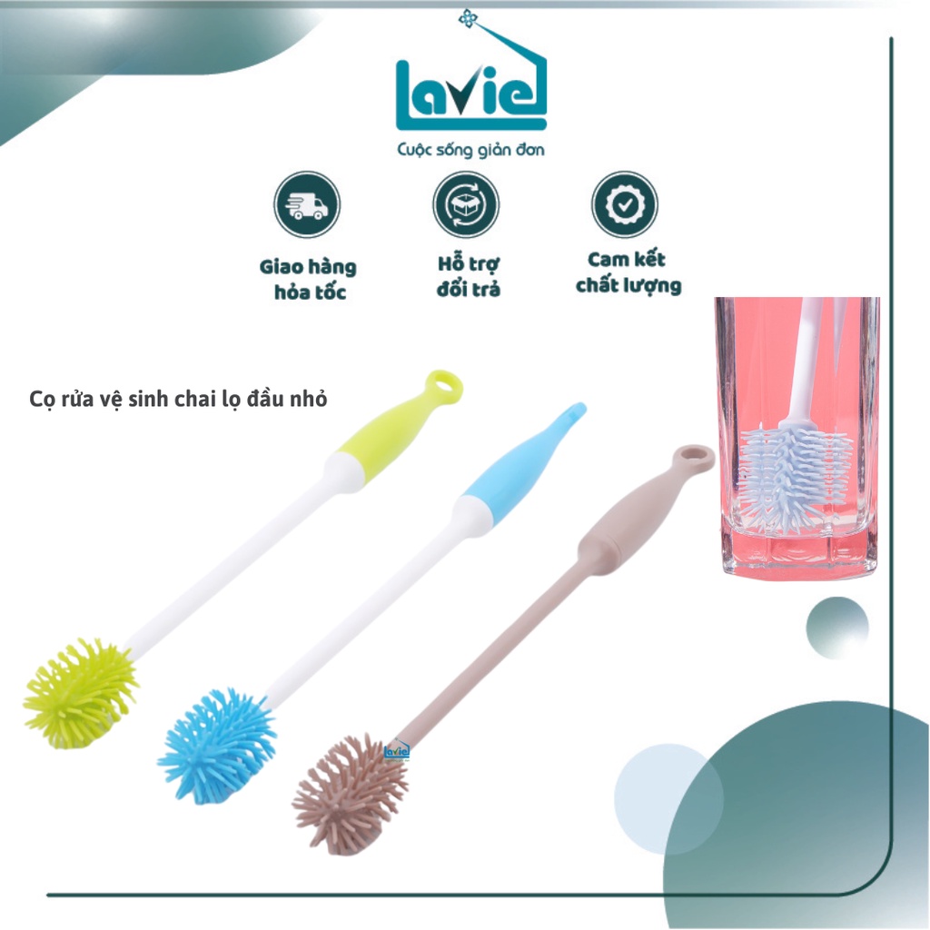 Cọ rửa vệ sinh chai lọ đầu nhỏ cán dài bằng silicon thích hợp chai cổ cao,cổ nhỏ,bình sữa cho bé