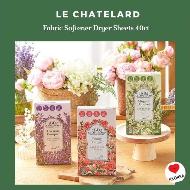 Korea Le Chatelard Fabric Softener Dryer Sheets 40ct Lavender peony