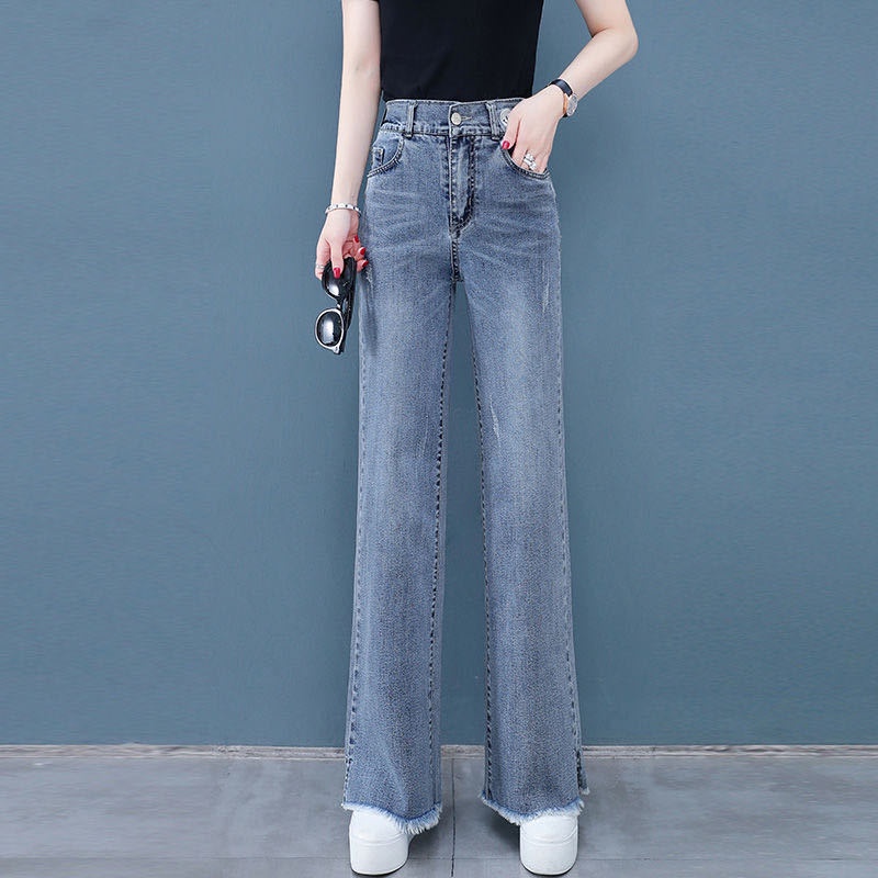 Image of 2022 new wide-leg jeans women's spring and autumn high waist loose straight all-match thin mopping pants #5