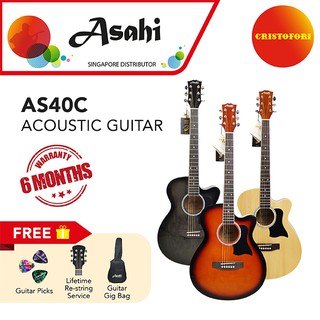 ASAHI AS40C Acoustic Guitar 40” inch - Designed in Japan (Assorted Colors)