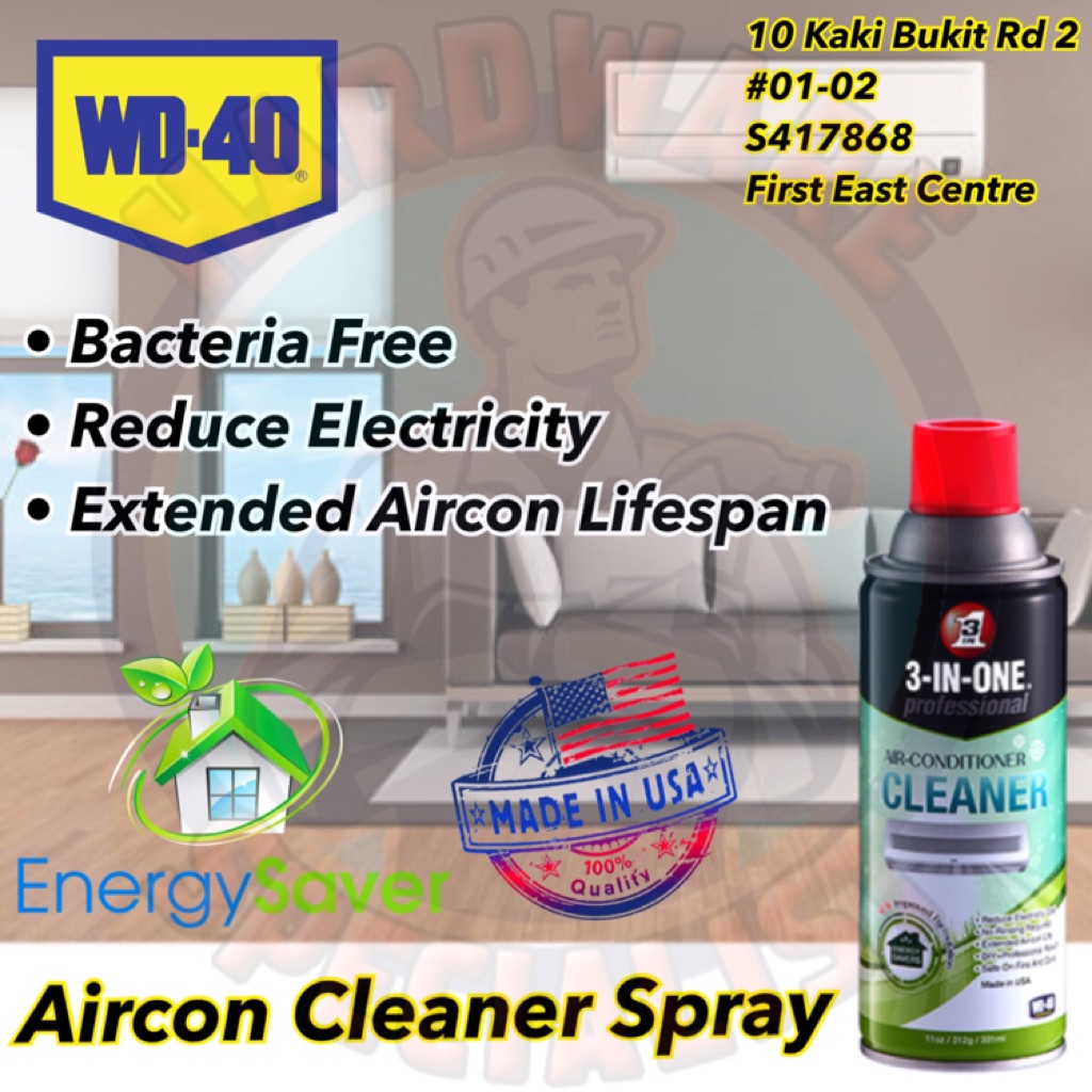 WD 40 3 In 1 Anti Bacterial Aircon Cleaner 331ml - Shopee Singapore
