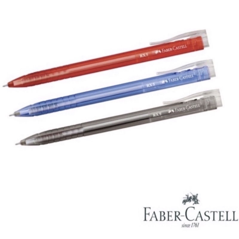 10 x NEW FABER-CASTELL RX5 Blue Ink Retractable Ball Point Pen  0.5mm Pack Set 