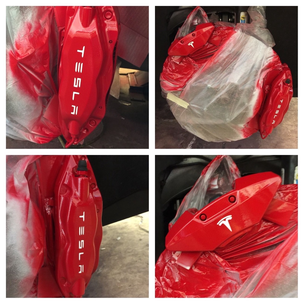 12pc TESLA Brake Caliper Set Vinyl Sticker Decal Logo Overlay Graphic