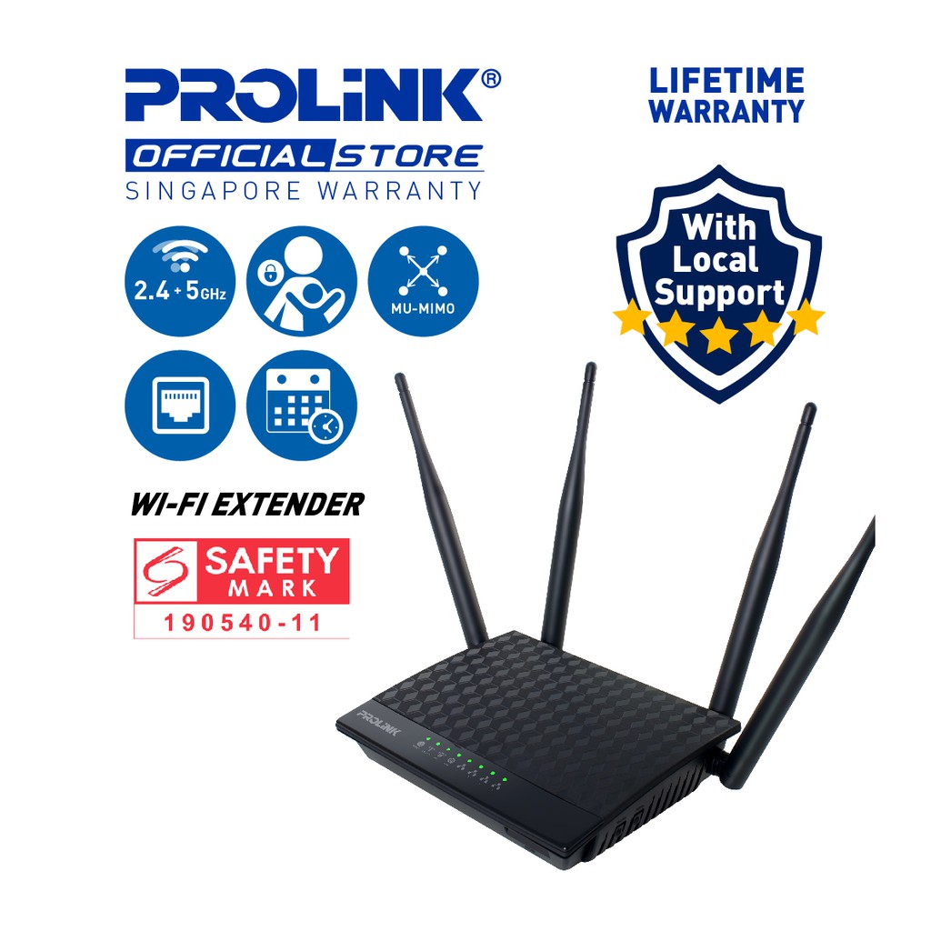 PROLiNK PRC3801 Wireless router AC1200 MUMIMO DualBand Gigabit Router