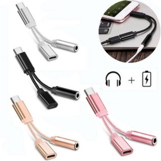 2 In 1 Type C To 3.5mm Headphone Audio Aux Adapter/Splitter Jack Chargers/USB Charging/For Huawei P30 Pro , etc .