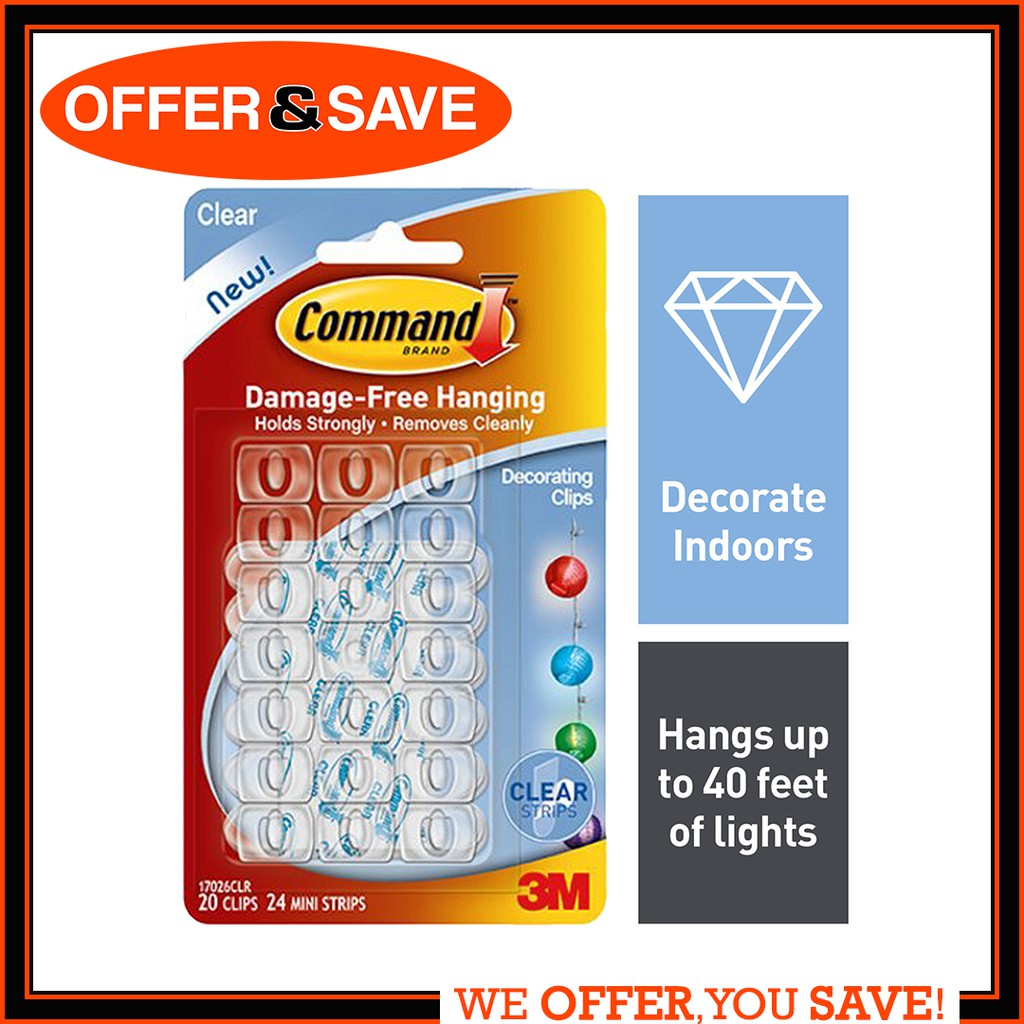 3m Command Clear Decorating Clips With Clear Strips 17026clr