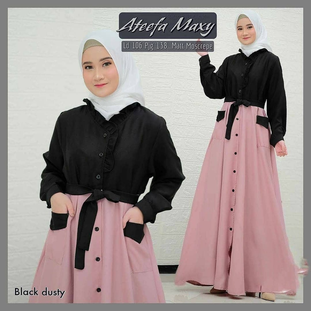 Ateefa Maxy Muslim Clothes For Women Dress Invitation Robe Latest Moscrepe Premium Busui Friendly Shopee Singapore