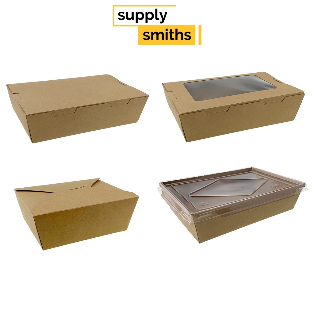 Supply Smiths Kraft Paper Disposable Lunch Box For Food 50pcs Shopee Singapore