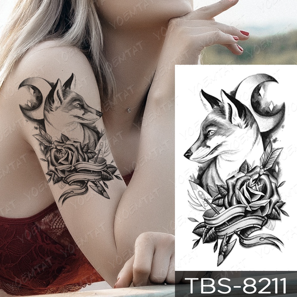 Waterproof Temporary Tattoo Sticker Wolf Tiger Lion Totem Flash Tattoos  Dragon Body Art Arm Water Transfer | Shopee Singapore