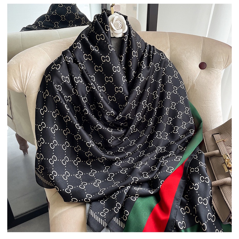 Fashion Women Ladies Scarf Floral Pattern Long Wrap Silk Soft Shawl Travel Scarves by Kanhan Yellow 