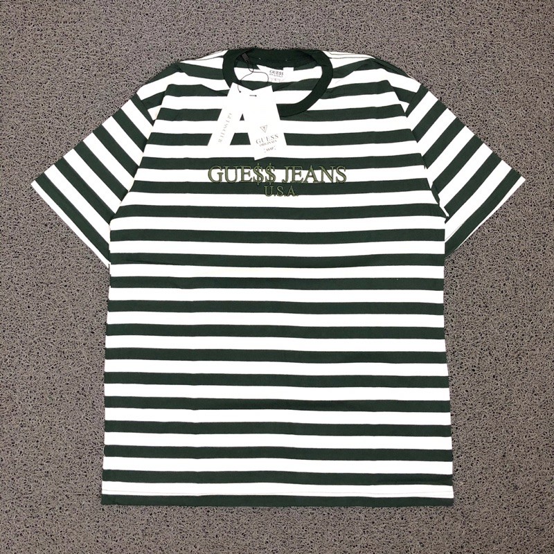 Tees Guess Jeans Usa Stripes Green Shopee Singapore