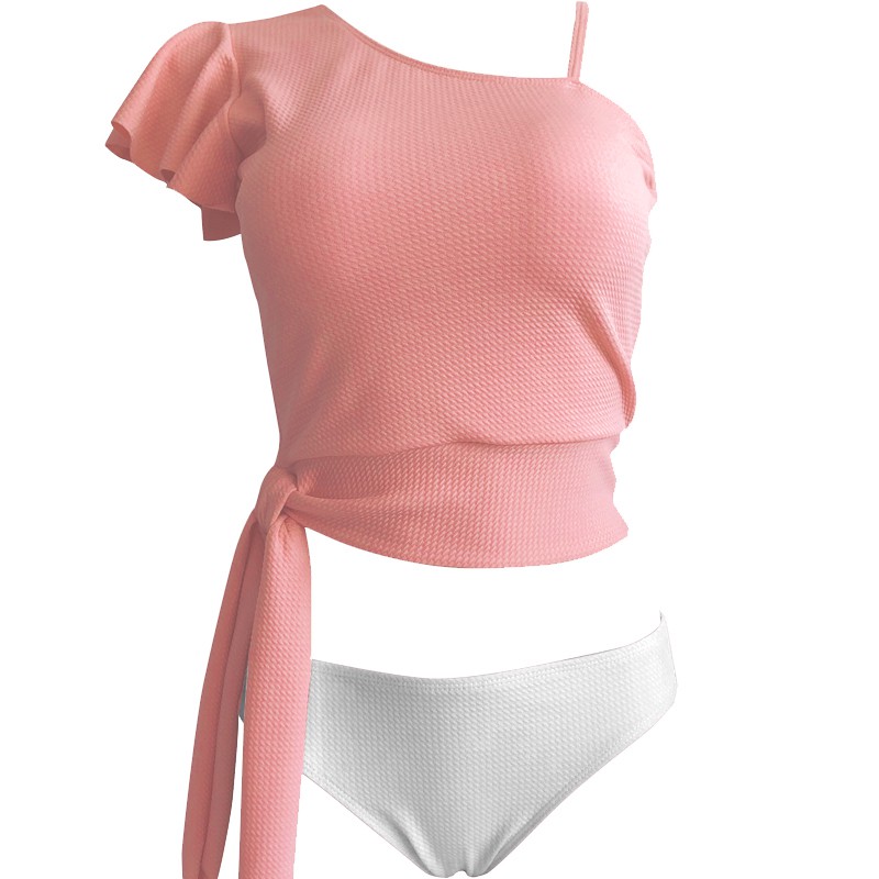 pink and grey swimsuit