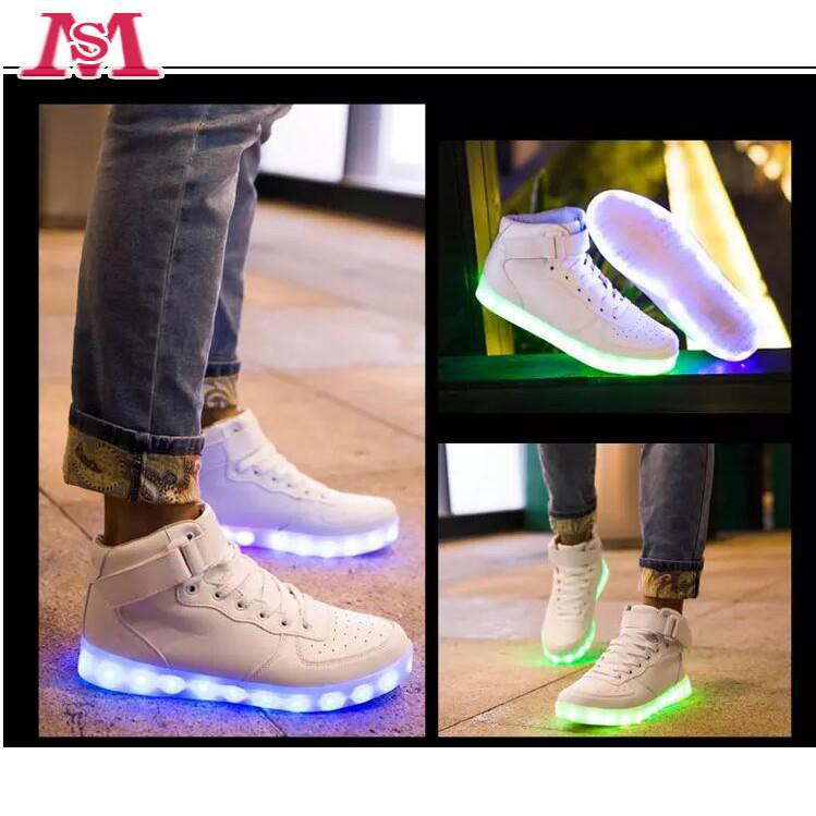 High Top LED Light Lace Up Unisex Sportswear Sneaker Luminous Casual Shoes 
