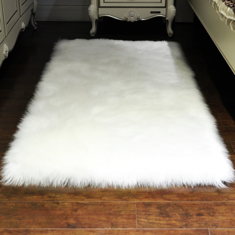 White Furry Bedside Carpet Bedroom Full, White Furry Bedroom Rug