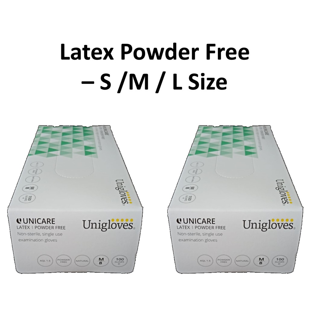 Unicare Unigloves Medical Grade Latex Powder Free Gloves 100pcs/box