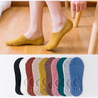 Image of [Local-Ready Stock] Cotton candy colour Invisible socks women boat socks hidden socks low cut silicon anti-slip pad