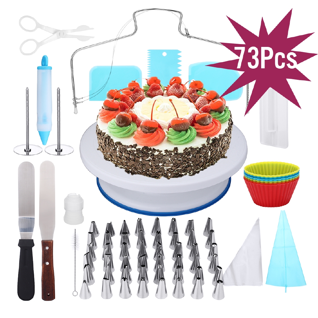 73pcs Set Cake Decorating Tools Baking Supplies Kit Rotating