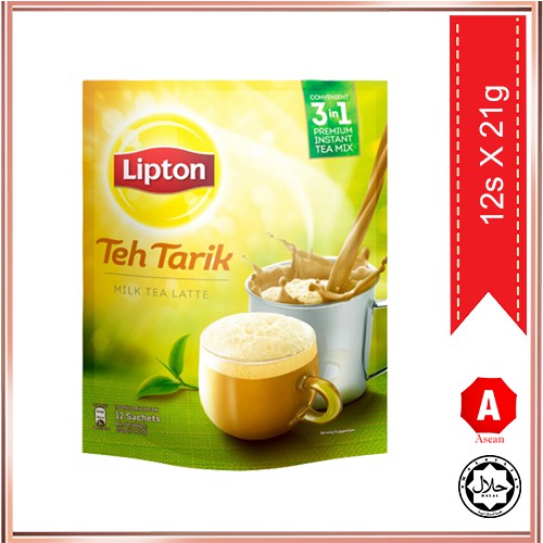 Lipton 3-in-1 Teh Tarik Milk Tea Latte Instant Tea Mix 12 Sachets x 21g ...