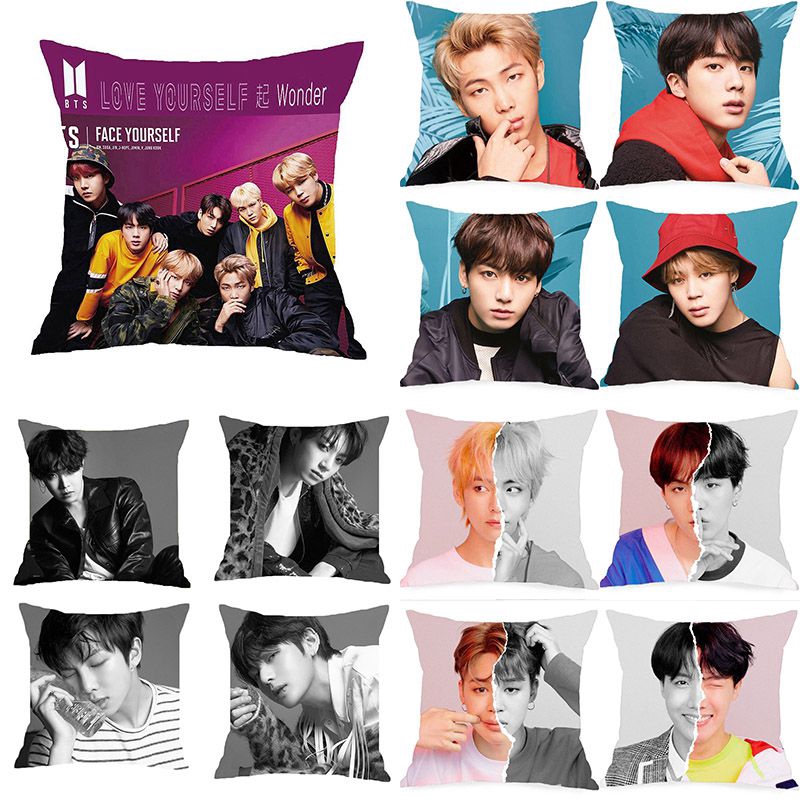 45 45cm Kpop Bts Bangtan Boys Face Yourself Peach Skin Cushion Cover Pillow Throw Shopee Singapore