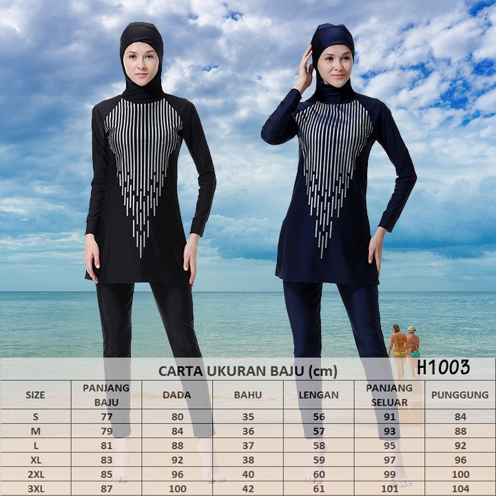 Baju Renang Muslimah Swimsuit Swimwear High Quality H1003 Ready Stock Di Jb Shopee Singapore