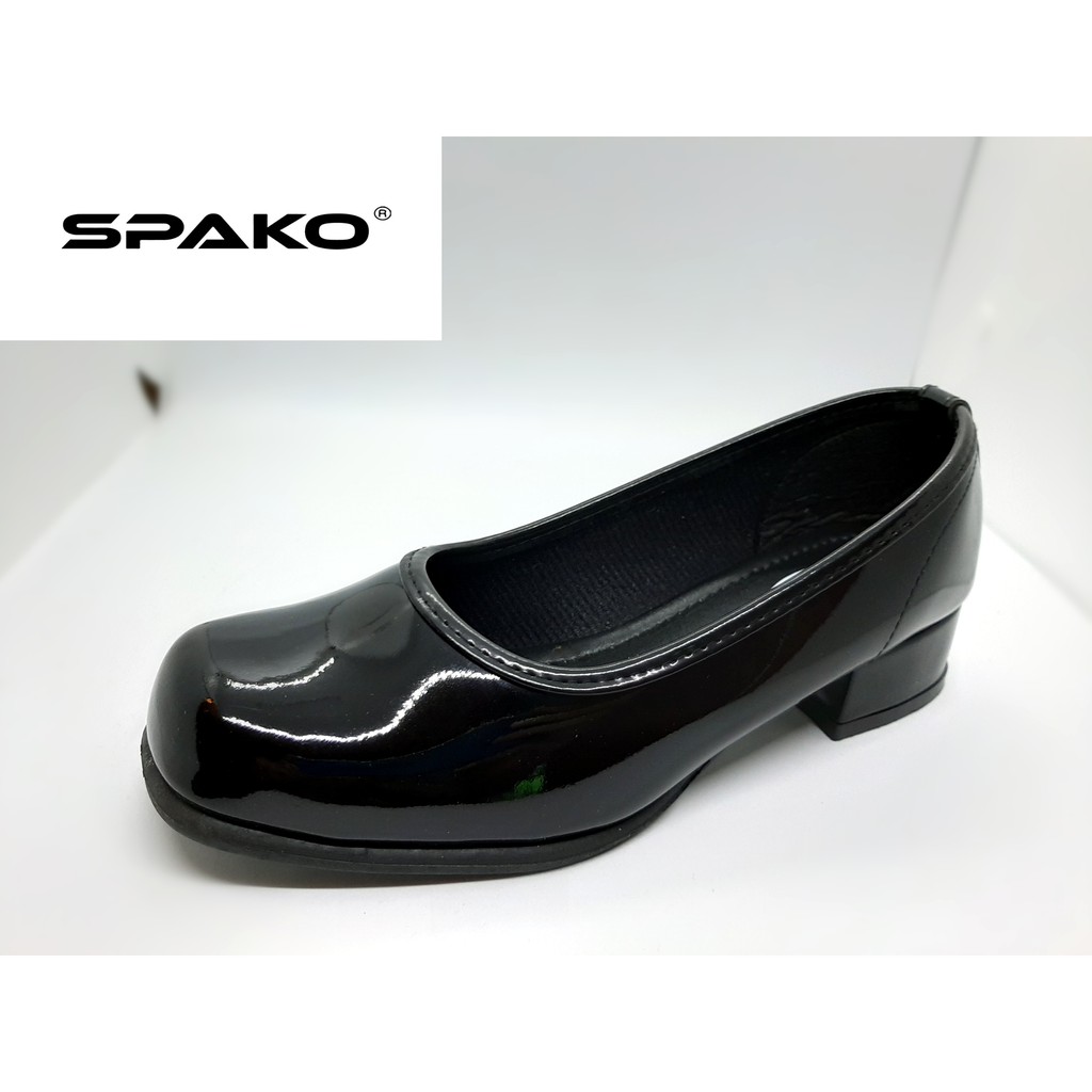 Spako Kasut Kilat Bertumit Perempuan Spako Shinny Black Pvc Shoes Shopee Singapore