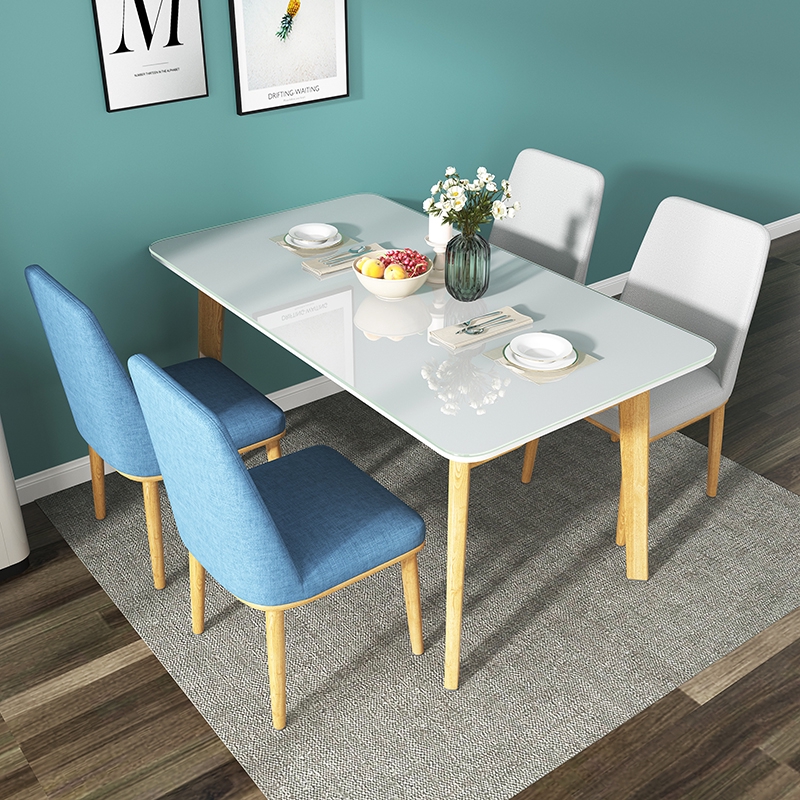 Nordic Solid Wood Dining Table And Chair Combination Modern Simple Small Apartment Household Tempered Glass Dining Table Shopee Singapore