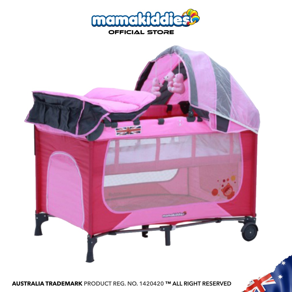 Mamakiddies Baby Bed Portable Playpen Baby Cot Sliding Door Playpen