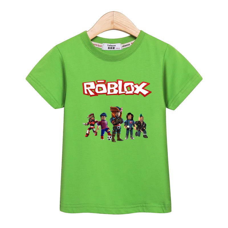 Boys Roblox Top Pritn Shirt Summer Cotton Tops Kid Clothes Girl Tshirt - roblox plain green shirt