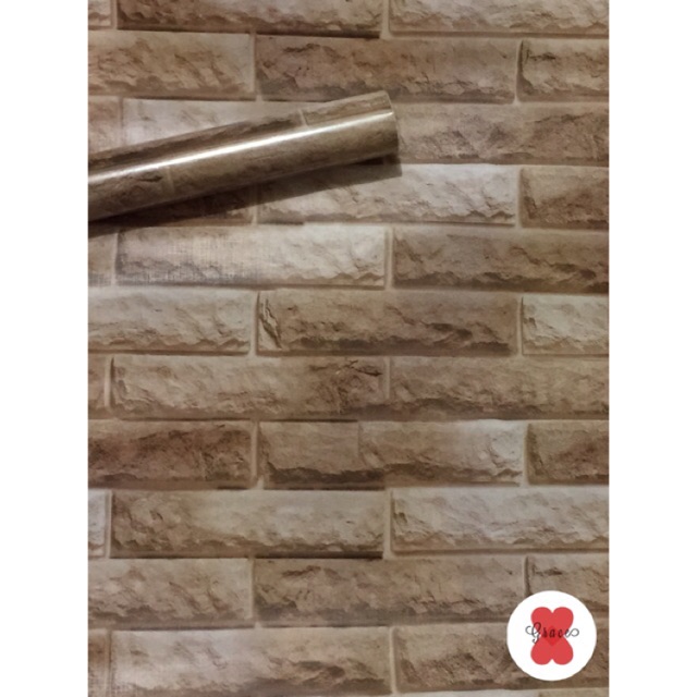 Lng Premium Natural Brown Brick Wall Wallpaper 10 Meters 45 Cm Shopee Singapore