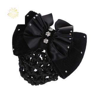 Women Dot Dec Black Bowknot Snood Net French Professional Hair