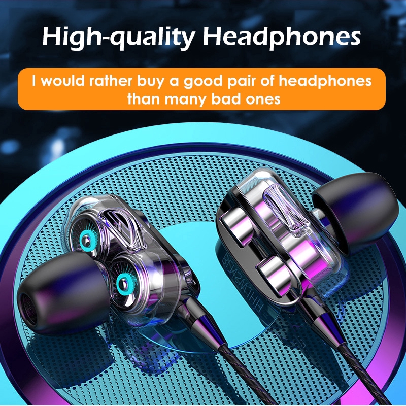 headset 4d bass double speaker stereo 3.5 mm wired headphone