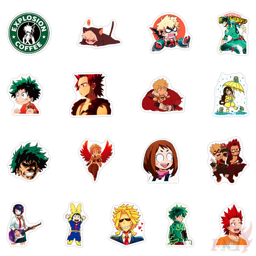 100pcs set my hero academia series 02 anime cartoon stickers midoriya izuku bakugou katsuki todoroki shoto diy fashion mixed waterproof doodle decals stickers bubble store