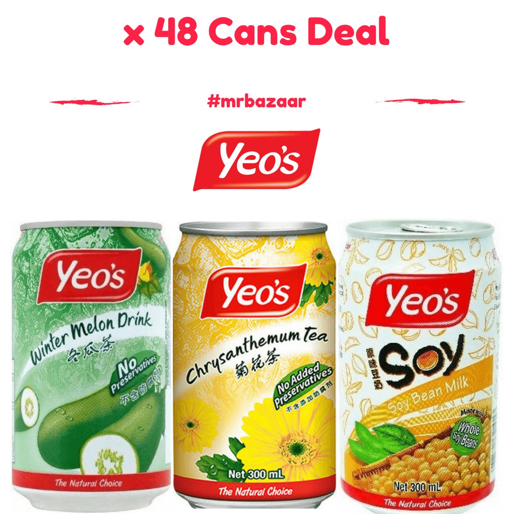 Yeo's [Chrysanthemum Tea/Winter Melon/ Soya Milk] x 48 Cans Carton Deal (300ml) Shopee Singapore