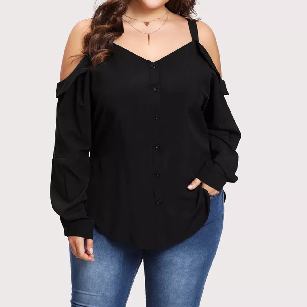 black cold shoulder top size 18