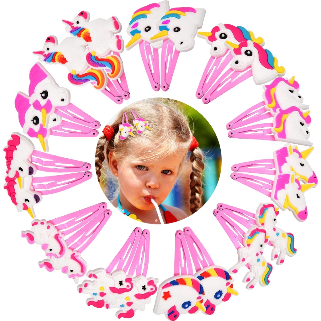 10 Pcs Baby Girls Unicorn Hair Clips Kids Snap Hair Clips Barrettes