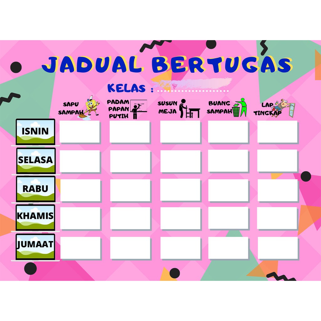 Contoh Jadual Bertugas Kelas Yang Boleh Diedit - Riset