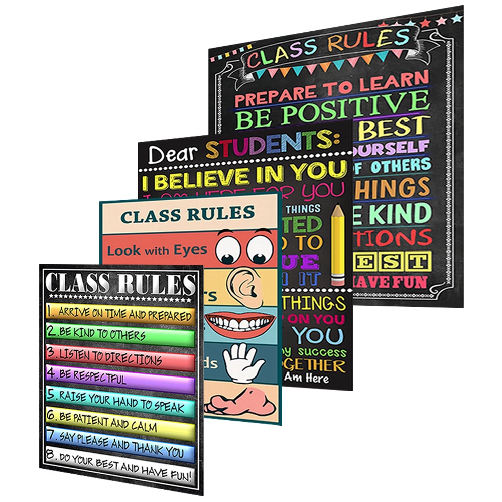 Classroom Rules Students Guidance Wall Poster Kids Room Wallpaper ...