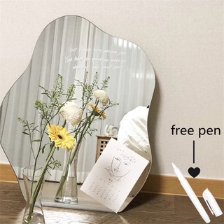 Irregular Handheld Mirror Wooden Desktop Makeup Mirror Cosmetic Simple Shaped Net Red Mirror Dormitory