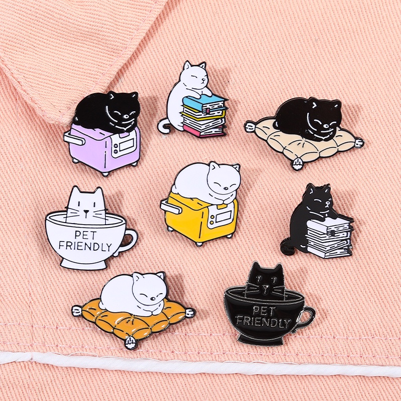 Naughty Cats Enamel Pins Black Kitten Brooches Books Mug Lapel Badges  Cartoon Funny Animal Jewelry Gift for Kids Friends | Shopee Singapore