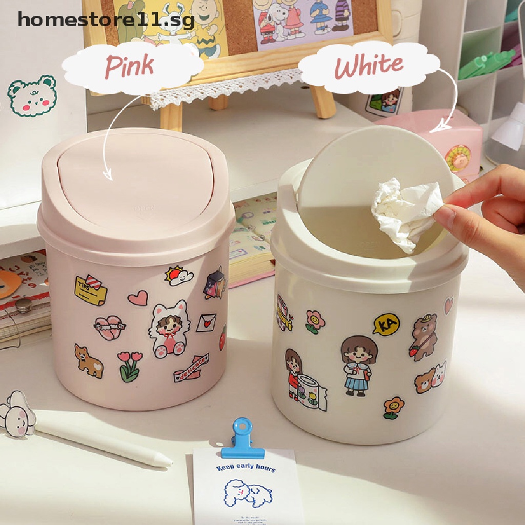 Homestore Mini Desktop Bin Small Trash Can Tube with Cover Bedroom