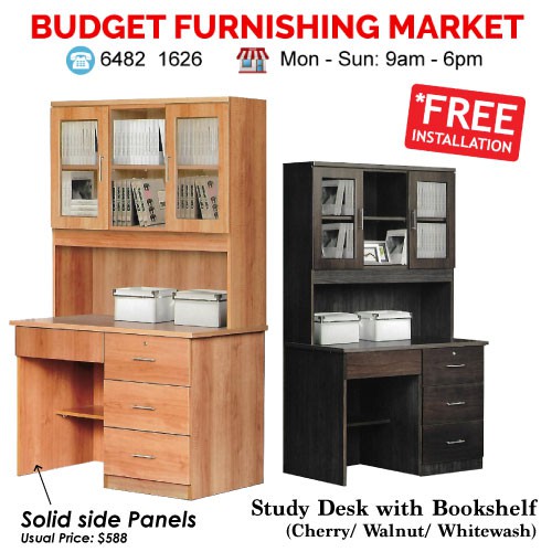 Best Seller 2 In 1 Study Desk With Bookshelf Cabinet Solid Side