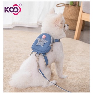 【KS】Dog Leash Harness with Backpack Pet Cat Walking Leash Blue/Pink/Grey/Yellow #5
