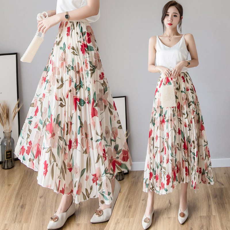 flower high waisted maxi skirt