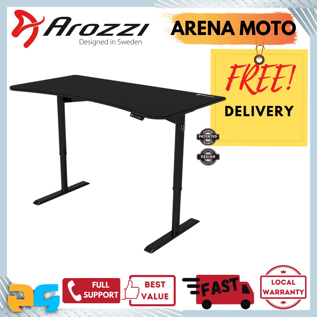 Arozzi Arena Moto Height Adjustable Gaming Desk Motorized Gaming