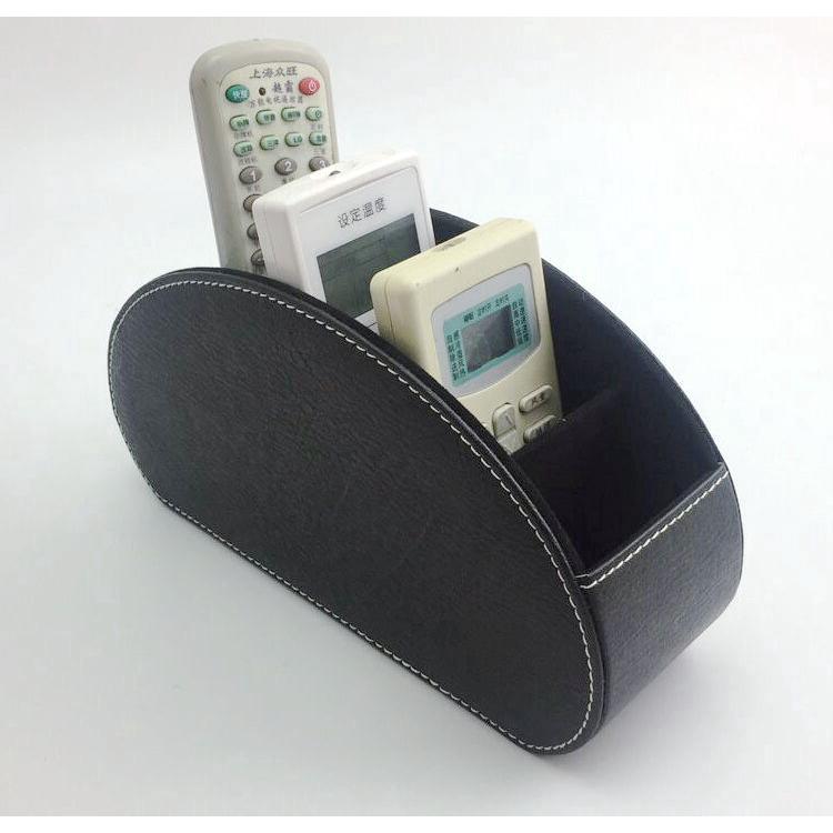 Leather TV Remote Control Organizer with 5 Spacious Compartments