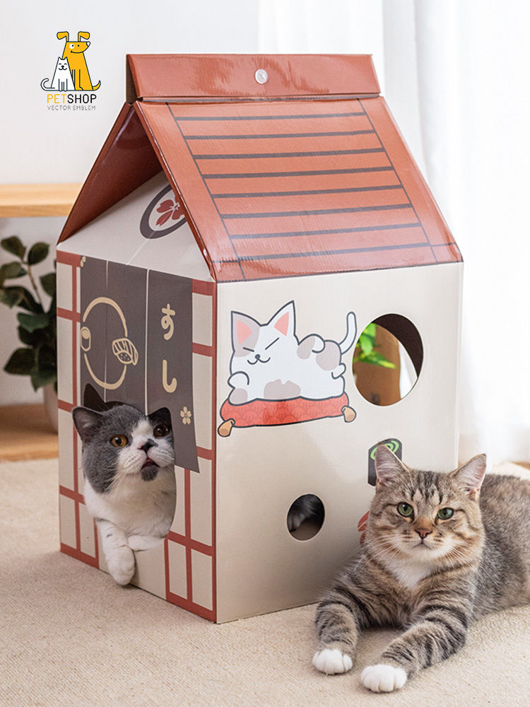 Cat House Pet Villa Pet House Corrugated Paper Milk Box Shape Cat Nest