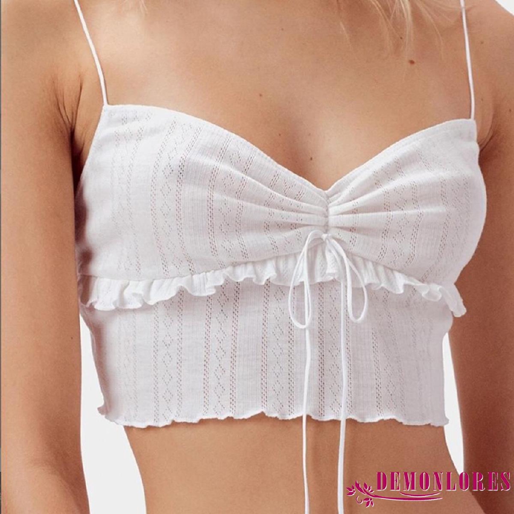 ruffle white crop top