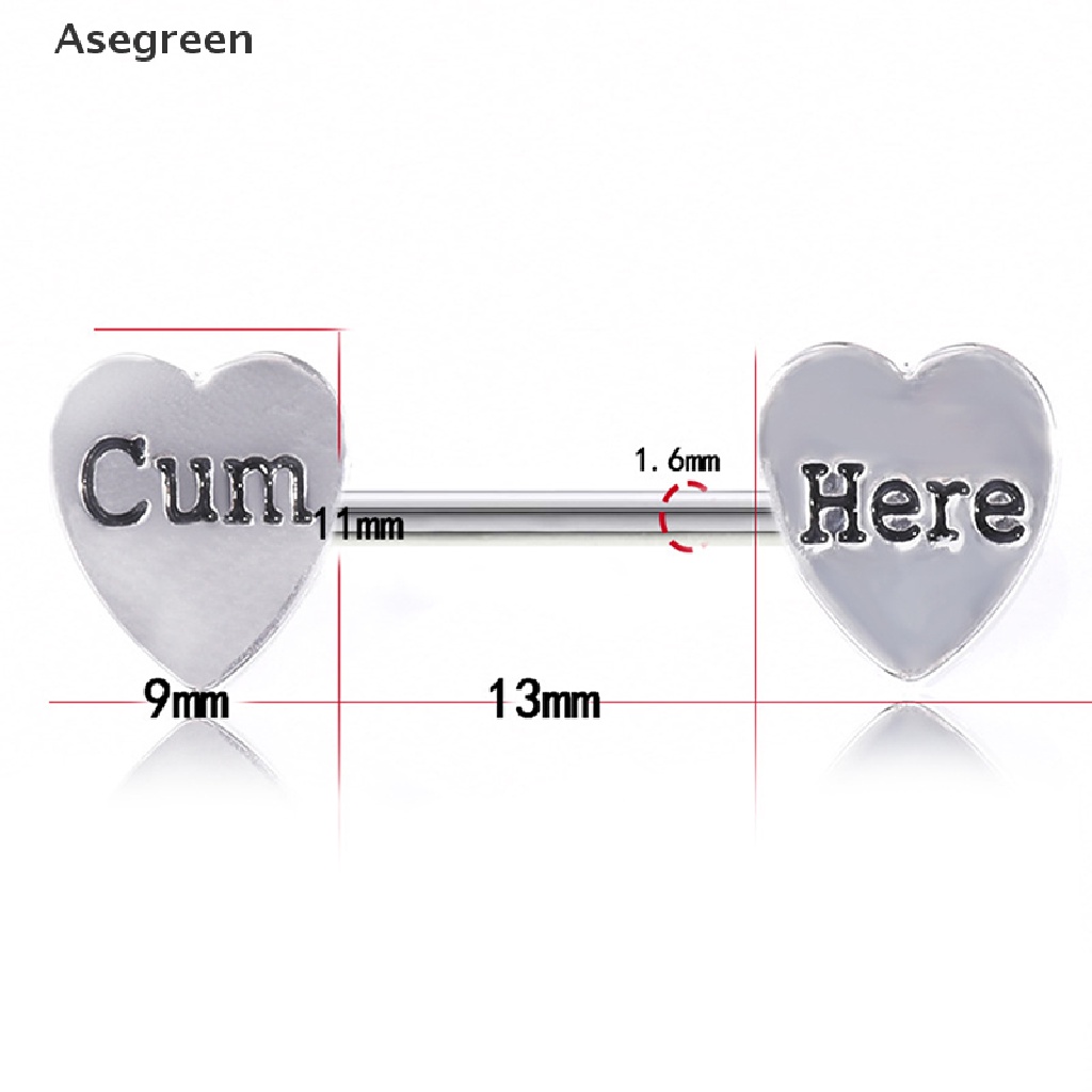 Image of [Asegreen] 2Pc Stainless Steel Heart Barbell Letter Nipple Ring Helix Piercing Body Jewelry Good goods #8