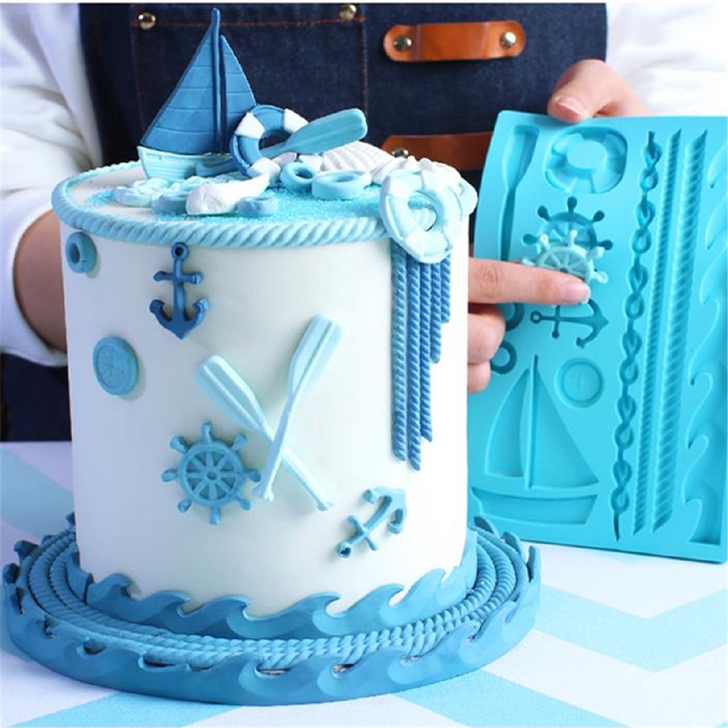 Anyana Ocean Theme Oars Helmsman Silicone Sailboat Mold Cake
