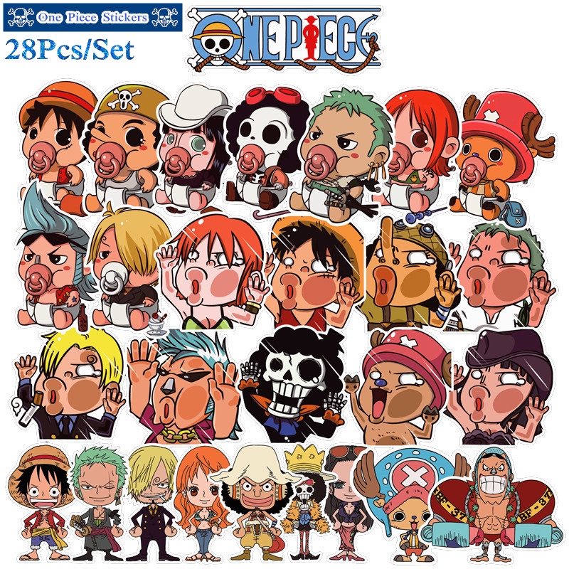 one piece stickers 28pcsset anime mixed luggage doodle stickers